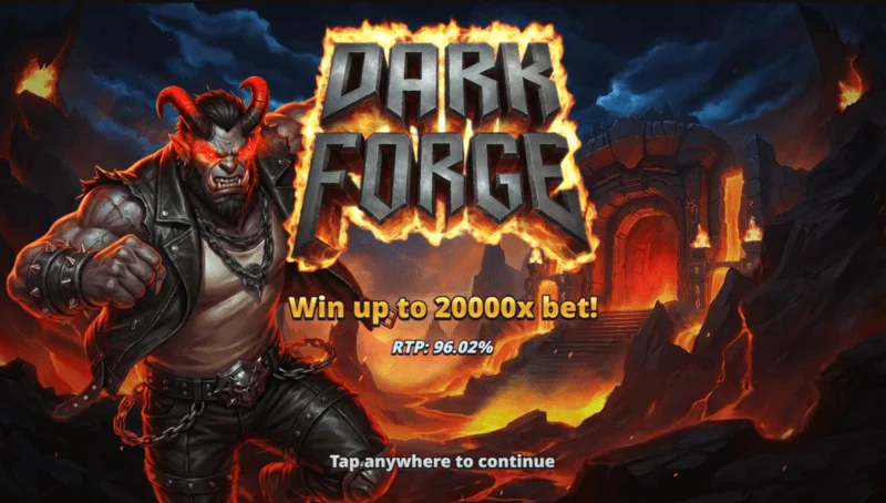 Dark Forge - startmeny med helvete smie-tema