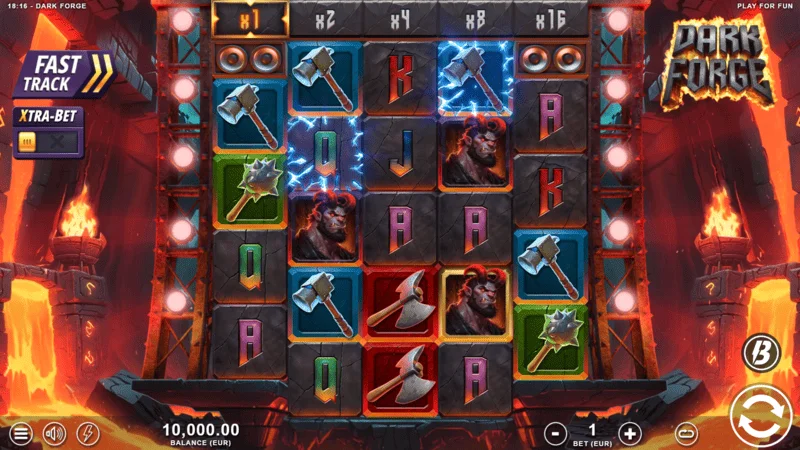 Dark Forge - hovedspillskjermen med et 4-5-5-5-4 rutenett